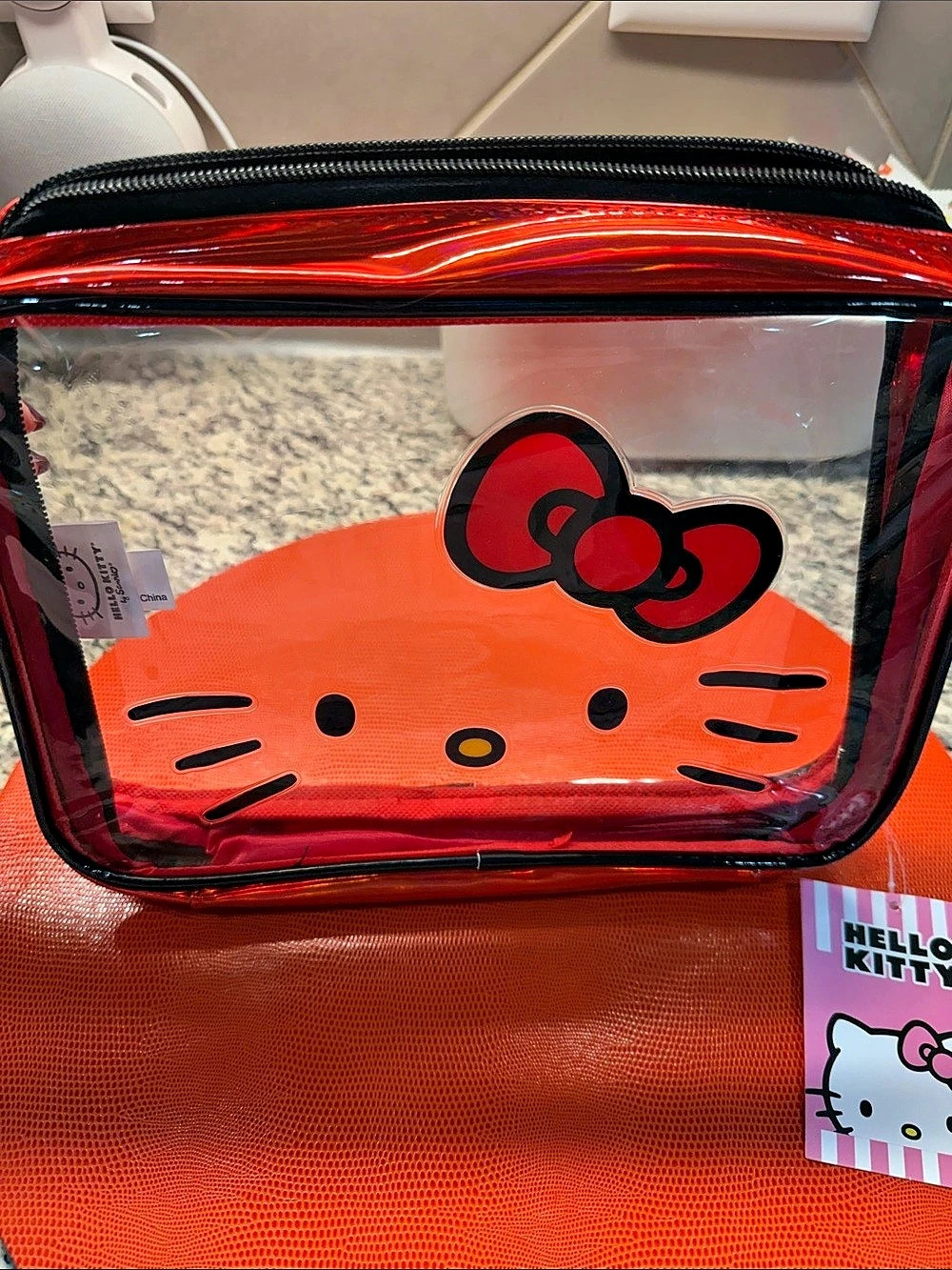 Sanrio Hello Kitty pouch Clear Red Cosmetic Pouch NWT